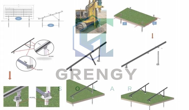 Solar panels Ground mounting structure Solar panels Ground mounting structure