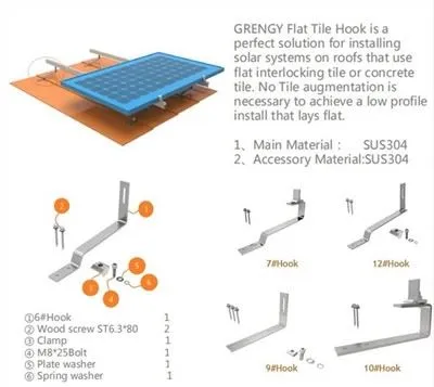Quyosh tomiga o'rnatish uchun tekis plitka ilgaklari